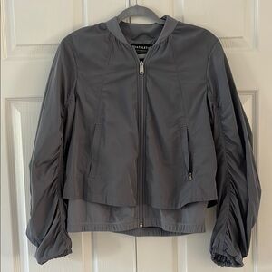Athleta Gray Bomber Jacket with Stand-Up Collar